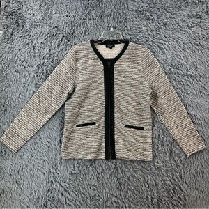 Colour Works Sweater Cardigan NWT Womens Large Full Zip Faux Leather Trim